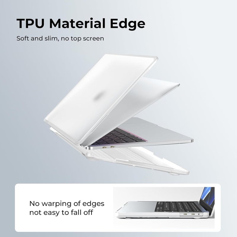 BlueSwan Anti-Cracking Hard Shell Case Compatible with MacBook Pro 13 inch, M2/M1 2025 2022-2017 A2338 A2289 A2251 A2159 A1989 A1706 A1708, Anti-Fingerprint Soft TPU Bumper, Frosted White - Image 2